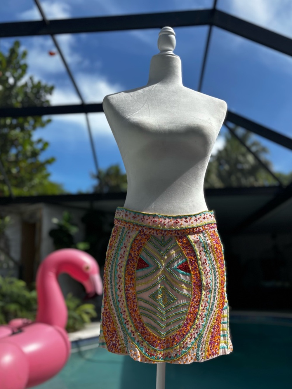 Antik Batik Colorful Sequin Embroidered Mini Skirt